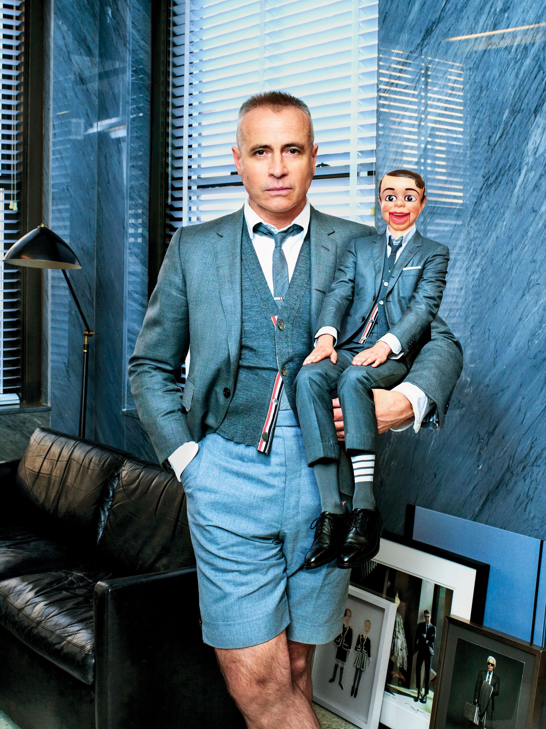 Rack of tailored formal suits in an atelier
